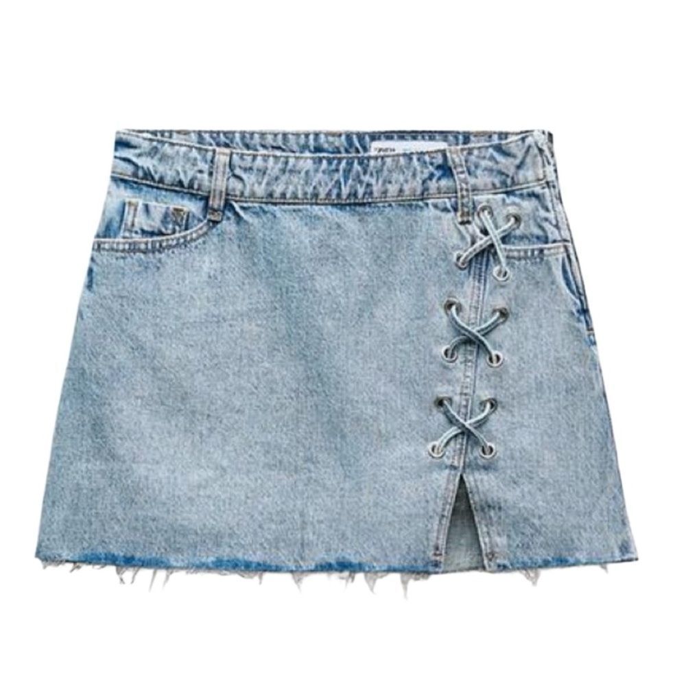Zara denim mini skirt with side lace-up Size Small